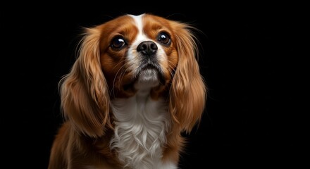 Naklejka premium Adorable Dog Portrait Dark Background. AI Generated