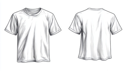 White t shirt front and back view mockup template for fashion design and apparel branding presentation