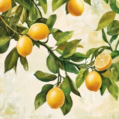 Lemon tree branches, natural backdrop.