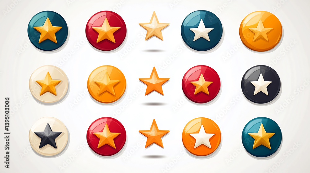 Aufkleber colorful star rating vector art illustration graphic design element for ui and web design assets