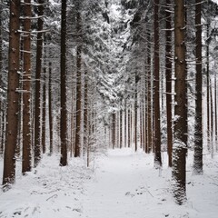 Fototapeta premium Icy forest: trees in snow.