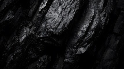 Dark Grey Stone Texture Background, Rough Rock Surface, Abstract Monochromatic Cliff Face