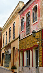 characteristic historic houses in the old town of silves algarve portugal