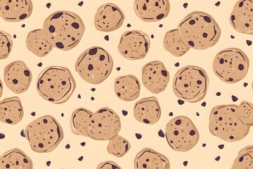 Fototapeta premium Cozy Chocolate Chip Cookie Pattern Perfect for Home Decor