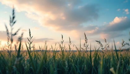 Banner grass field for composition isolated on background