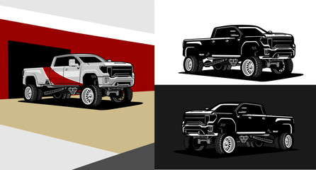 pickup truck illustration design for icon logo vector art © THE LASTMINI