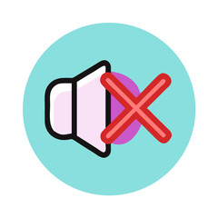 Obraz premium Vibrant muted volume icon with a crossed-out speaker symbol on a blue background 