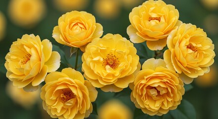 Golden Roses Bloom Softly in Sunlight. AI Generated