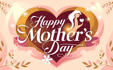 Elegant Happy Mother's Day greeting with glowing artistic typography floral details a heartwarming message in a high-resolution digital artwork perfect for celebration Mother's Day illustration design