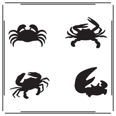 Crab silhouette, Crab illustration , Crab clipart, Crab vector ,Crab icon , black Crab, Crab illustration on white background, Crab vector illustration ,