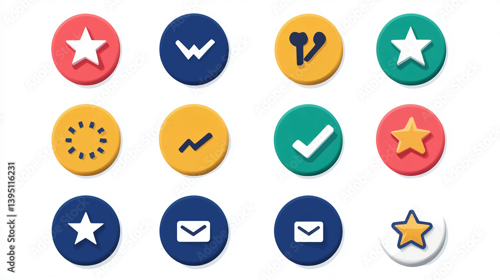 Poster colorful icon set vector graphic design social media ui ux design symbols illustrations for web app 