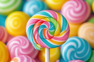 Colorful Swirl Lollipop Close-up