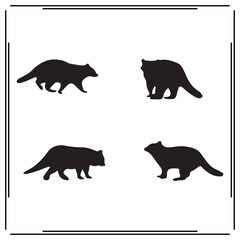 Raccoon silhouette, Raccoon illustration , Raccoon clipart, Raccoon vector ,Raccoon icon , black Raccoon, Raccoon illustration on white background, Raccoon vector illustration ,