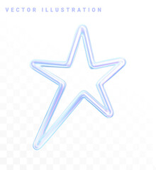 Holographic abstract chrome star. Vector 3D shape