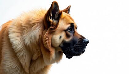 Imposing mastiff, serene expression, pure white backdrop, background, fur, eyes