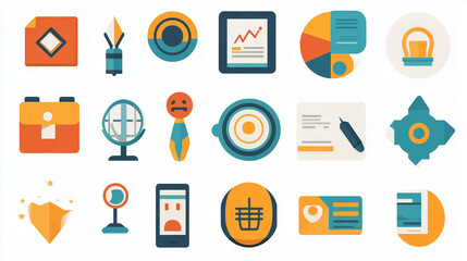 Flat design business icons vector set for web and app ui design elements and marketing materials use case