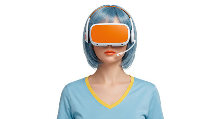Isolated Woman with VR Headset