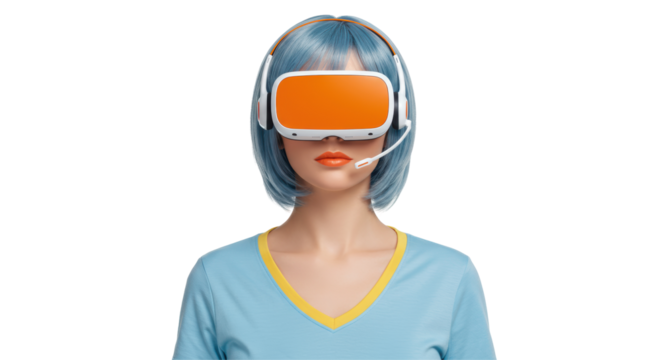 Isolated Woman with VR Headset