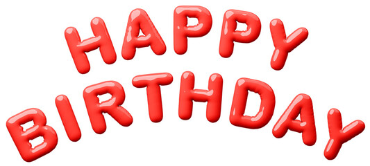 3D画像_風船_HAPPY BIRTHDAY_赤