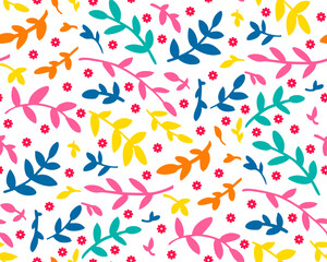 Abstract seamless pattern with leaves. Vector illustration.