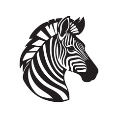 Zebra head vector illustration of a striped wild animal in black and white
