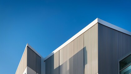 Geometric Building Facade and Blue Sky