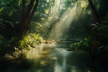 Fototapeta premium Nature Scene with Gentle Rainforest