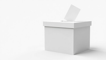 Single ballot box isolated on pure white background , democratic process, submission