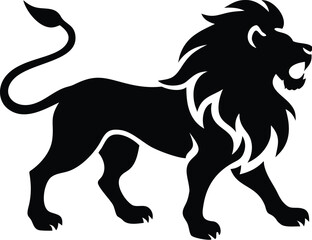 Obraz premium Majestic Lion Silhouette | Heraldic Style Powerful Feline Profile 