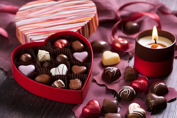 Heart-Shaped Chocolate Box for Valentine's Day