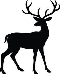 Fototapeta premium Majestic Stag Silhouette | Elegant Deer Profile with Antlers Vector Art