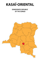 Obraz premium Kasaï-Oriental Map is highlighted on the Democratic Republic of the Congo with detailed state and region outlines.