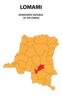 Lomami Map is highlighted on the Democratic Republic of the Congo with detailed state and region outlines.