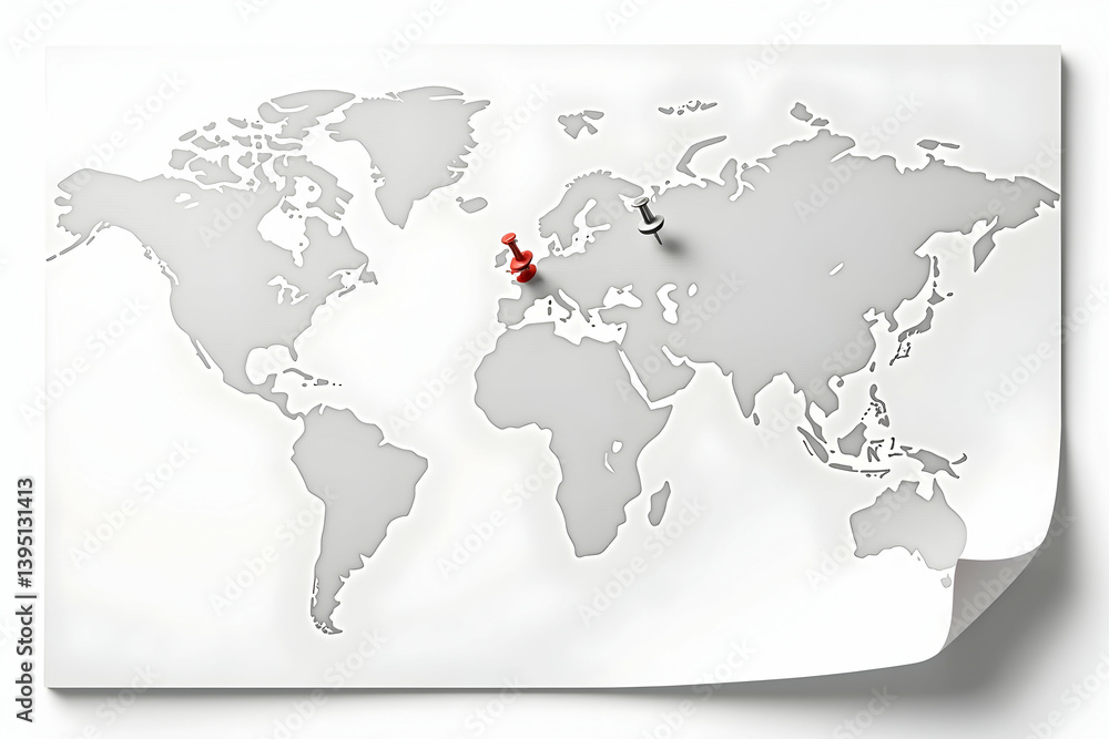 Poster minimalist world map poster with subtle details, a conceptual representation of global connections a