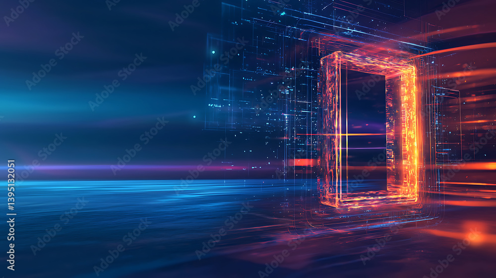 Aufkleber dynamic digital portal opening futuristic environment 3d render technology abstract concept for inno