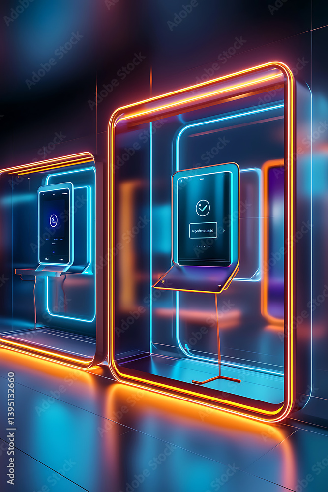 Aufkleber digital interaction showcase modern space interactive installation neon environment futuristic viewp
