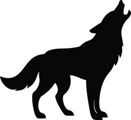 Obraz premium Howling Wolf Silhouette | Minimalist Wildlife Symbol Vector Art