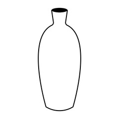 Bohemian Ceramic Vase Silhouette on White Background. Vector Illustration.