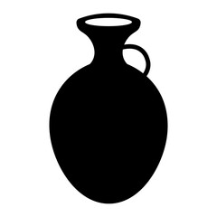 Bohemian Ceramic Vase Silhouette on White Background. Vector Illustration.