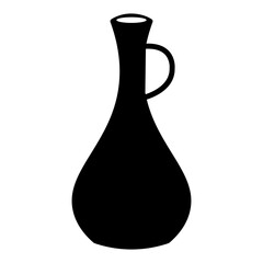 Bohemian Ceramic Vase Silhouette on White Background. Vector Illustration.
