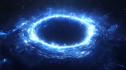 Obraz premium Abstract futuristic blue glowing ring frame background. Celestial Whirlpool. Illustration