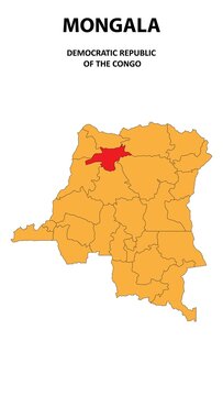 Mongala  Map is highlighted on the Democratic Republic of the Congo with detailed state and region outlines.