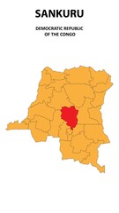 Obraz premium Sankuru Map is highlighted on the Democratic Republic of the Congo with detailed state and region outlines.
