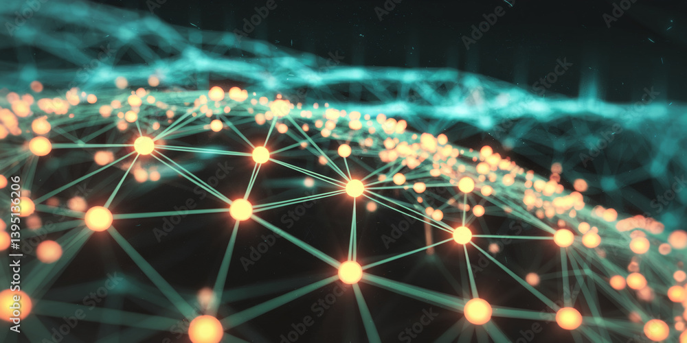 Aufkleber abstract image of glowing nodes connected by lines, creating a network visualization, symbolizing co