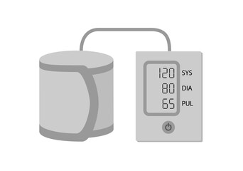 Medical icon of blood pressure tonometer in flat style. Blood pressure measuring device. Health medical symbol. Vector illustration isolated on white background.