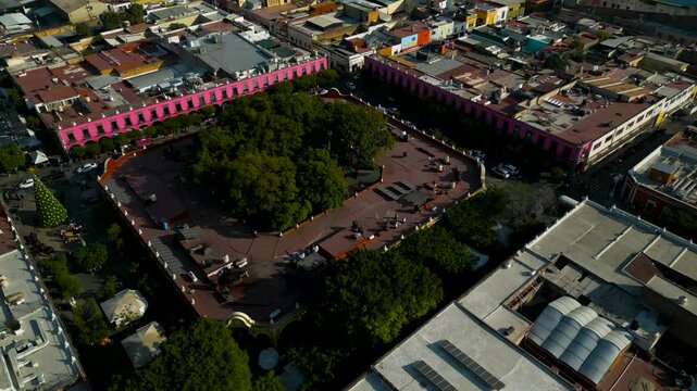 El Pari&aacute;n de Tlaquepaque seen from the sky. Drone shot. Pueblo M&aacute;gico in Jalisco, near Guadalajara.