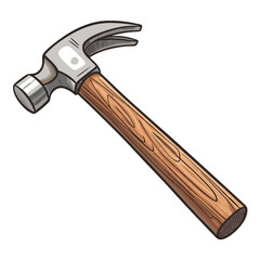 Create a bold, vector illustration of a claw hammer striking a piece of wood.  Emphasize strong lines and impactful design.