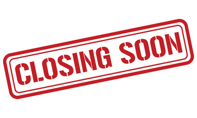 CLOSING SOON red stamp text vector, rubber stamp