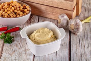 Natural organic homemade chickpea hummus