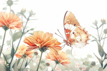 Butterfly Landing on Pink Flower